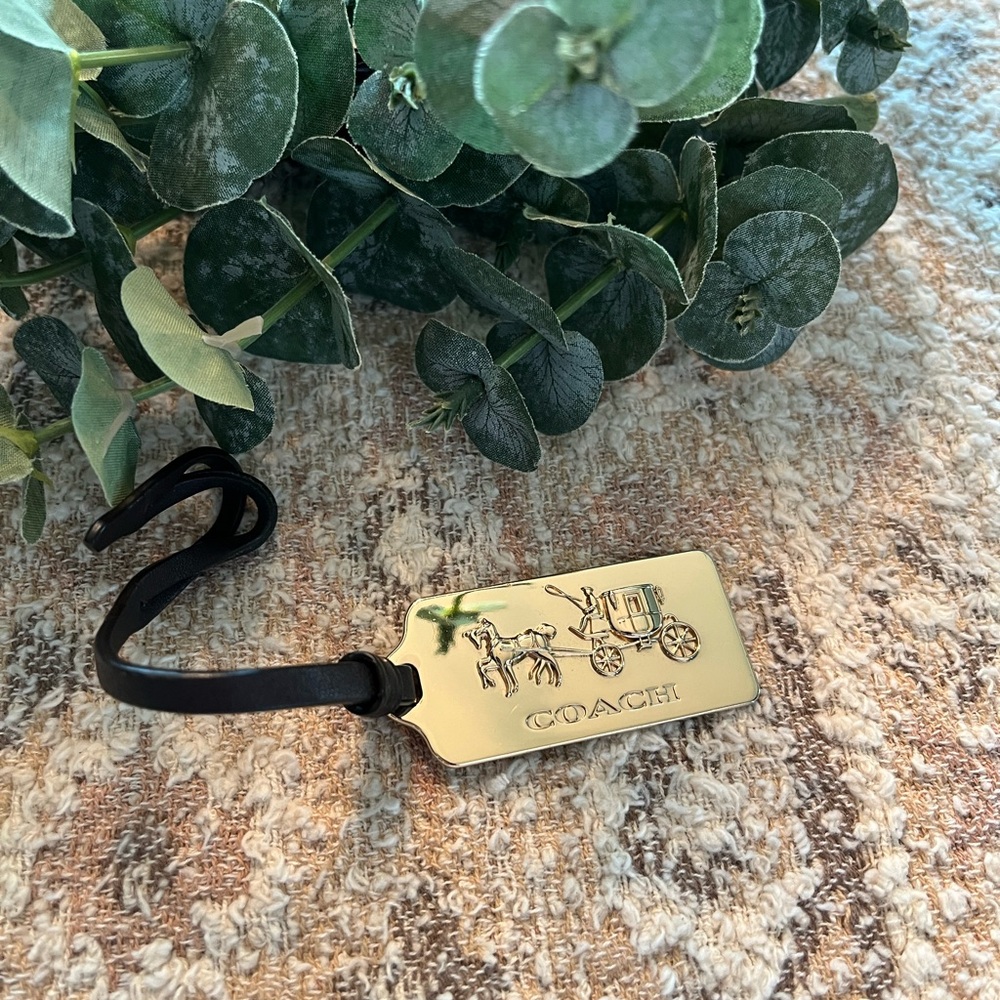 Coach Gold and Black Luggage Tag